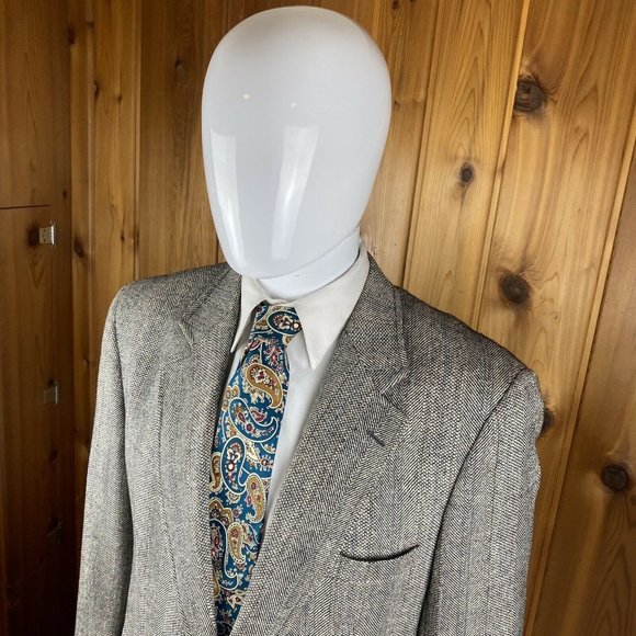 VTG Brooks Brothers Brooksgate Blazer Jacket Suit Coat Gray Herringbone USA 44R - Picture 6 of 12